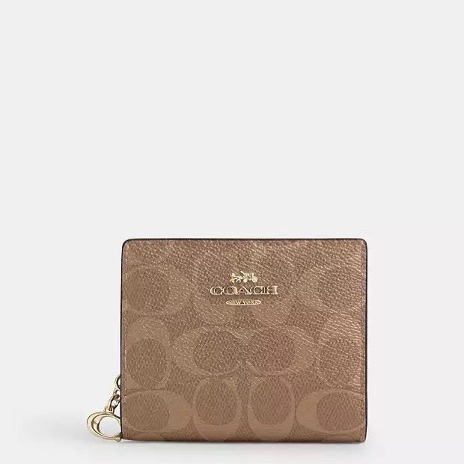 Coach NWT Coach Snap Wallet CW789 Signature Charm Gold/Tan/Brown Size ONE SIZE - 7 Thumbnail