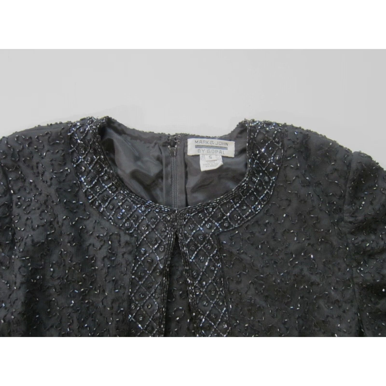 Vintage Vintage Mark & John Gopal 100% Silk Black Beaded Jacket Dress Small Jacket Dress Black Silk Beaded Vintage Women S Small Vintage Size S / US 4 / IT 40 - 7 Thumbnail