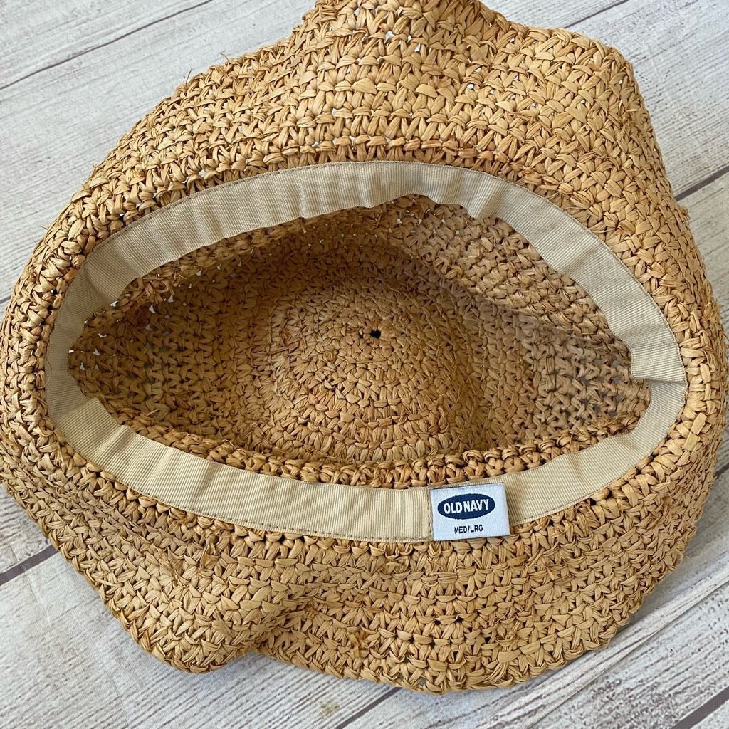 Old Navy Old navy women Med/Large straw hat with brim tan with black Size ONE SIZE - 6 Thumbnail