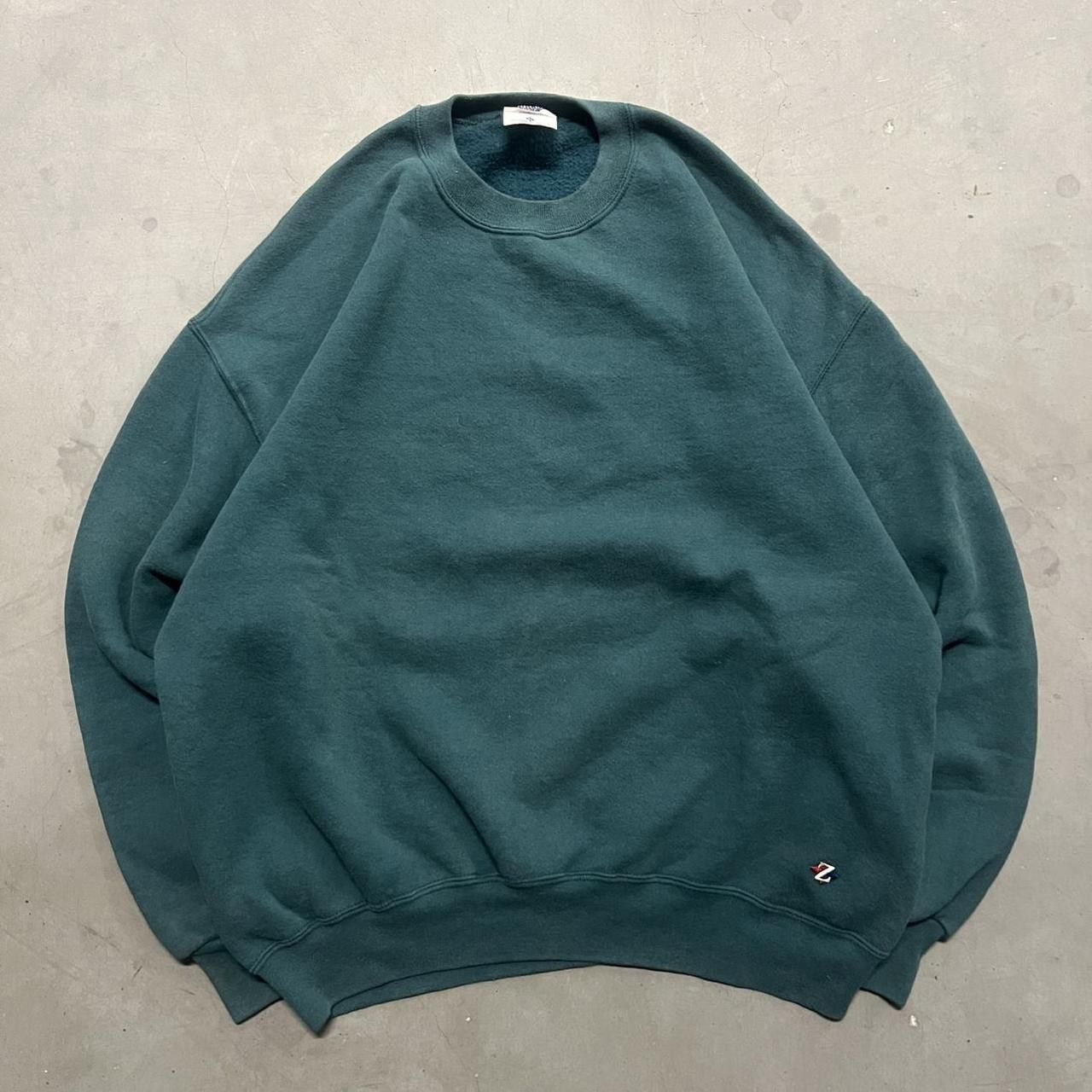 Vintage Vintage Y2K Blank Green MadeInUSA 90s Sweatshirt! Size US XL / EU 56 / 4 - 1 Thumbnail