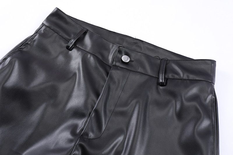 Japanese Brand × Leather Pleated Leather Streetwear Loose Ruched Casual Size US 29 - 7 Thumbnail