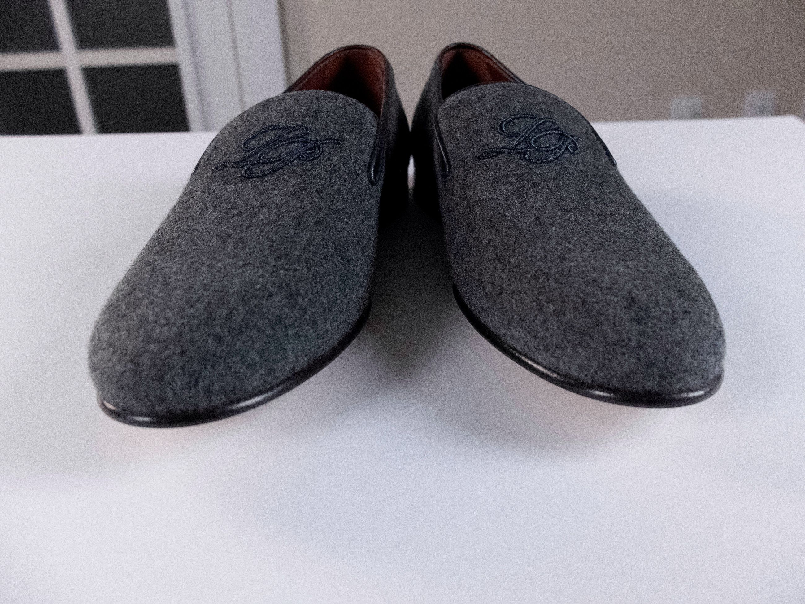 Loro Piana LORO PIANA Anagram gray cashmere smoking slippers 38 q Size US 8 / IT 38 - 6 Thumbnail