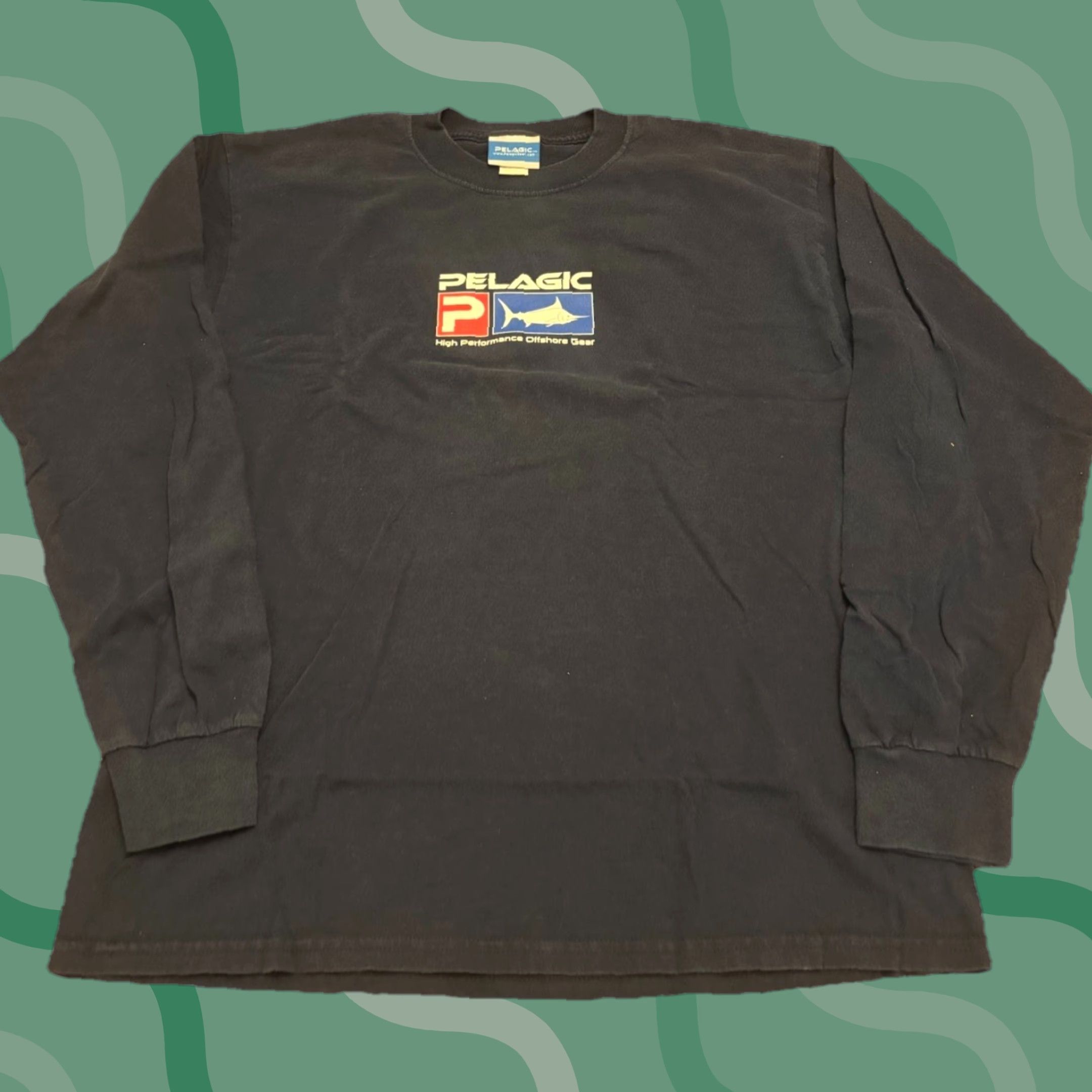 Vintage VINTAGE Pelagic Long Sleeve Shirt Mens L Cotton Blue Graphic Print Crew Neck 90s Fish Nature Logo Size US L / EU 52-54 / 3 - 1 Thumbnail