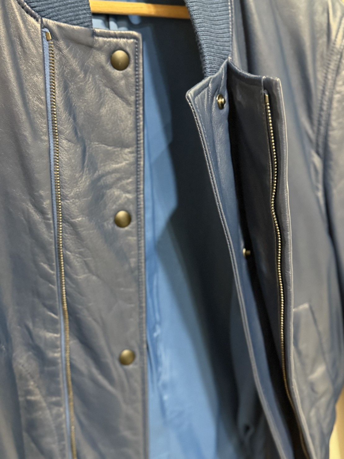 Bottega Veneta Bottega Veneta blue leather bomber jacket Size US M / EU 48-50 / 2 - 3 Thumbnail