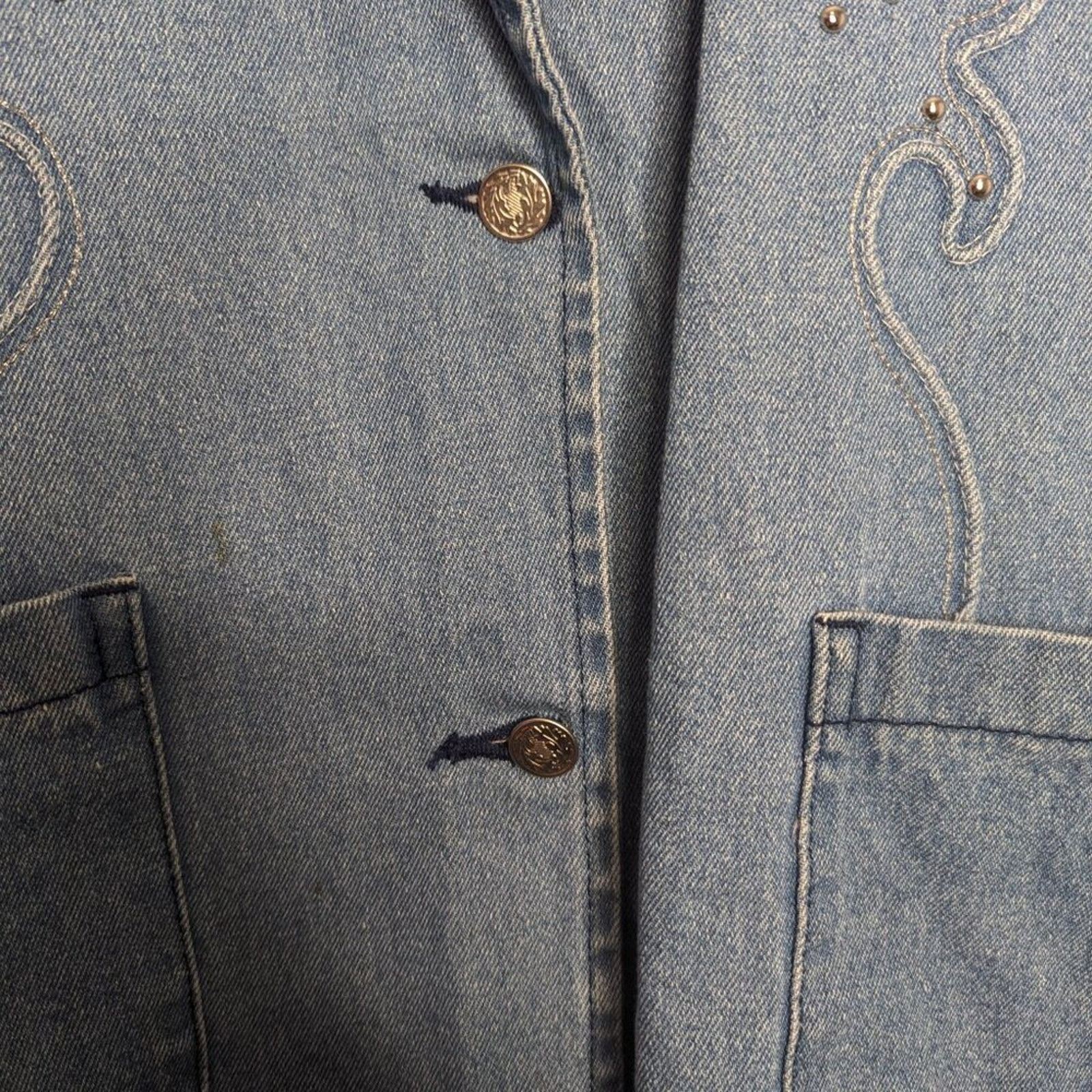 Vintage Vintage Blue Denim Long Sleeve Rhinestone Studded Blazer M Size M / US 6-8 / IT 42-44 - 8 Thumbnail