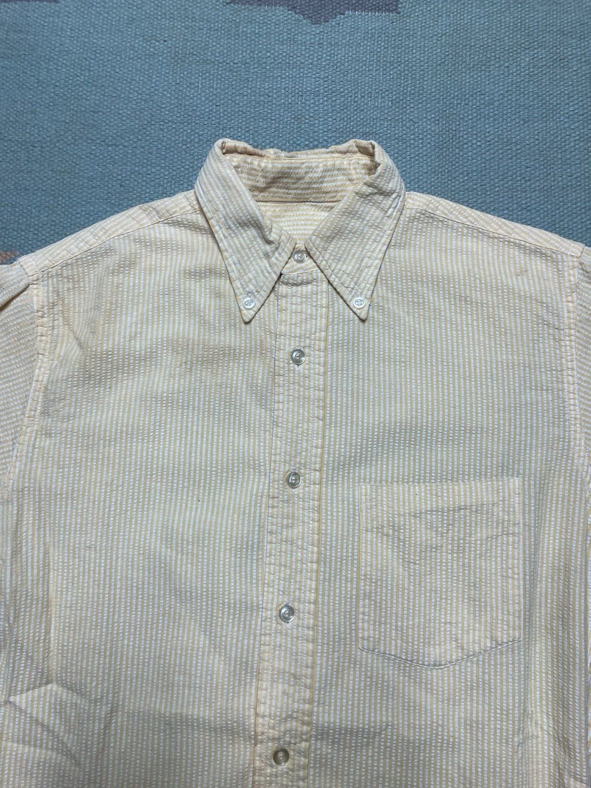 Vintage 1950s 60s button shirt seersucker striped textured medium Size US M / EU 48-50 / 2 - 5 Thumbnail