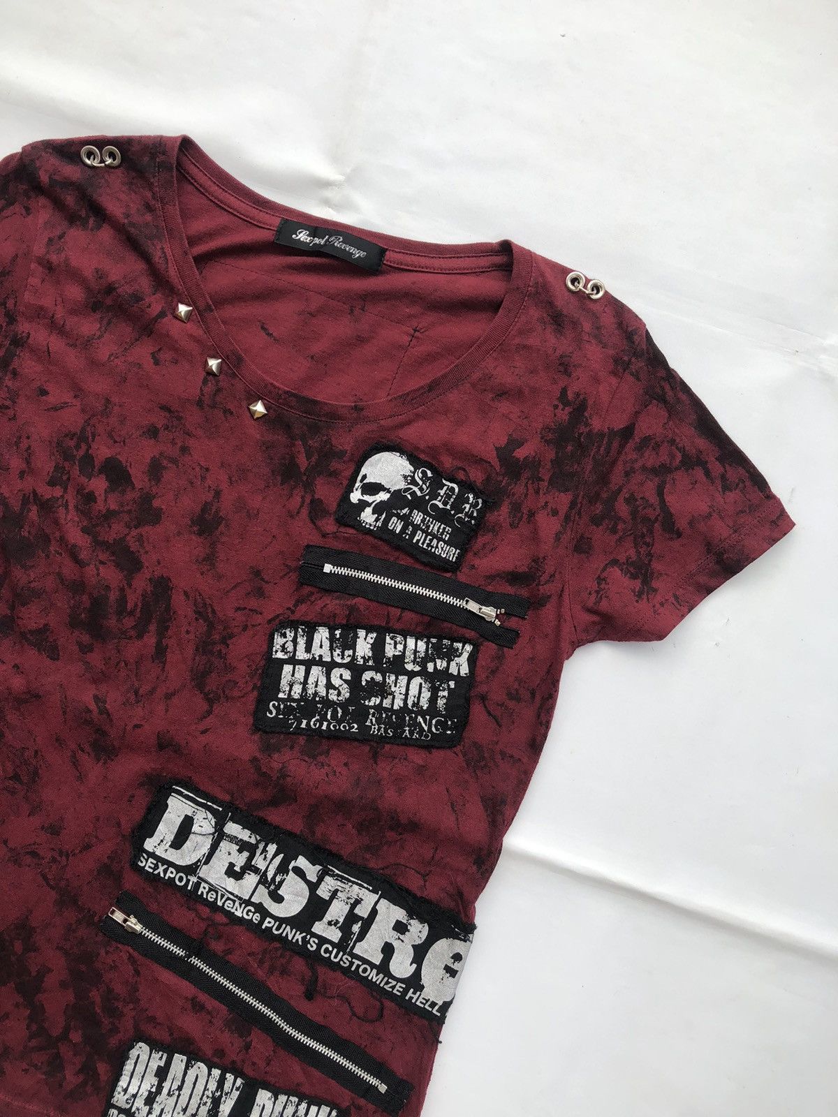 Japanese Brand Distressed Studded Poem Rebellion Symbol Punk Size US M / EU 48-50 / 2 - 3 Thumbnail
