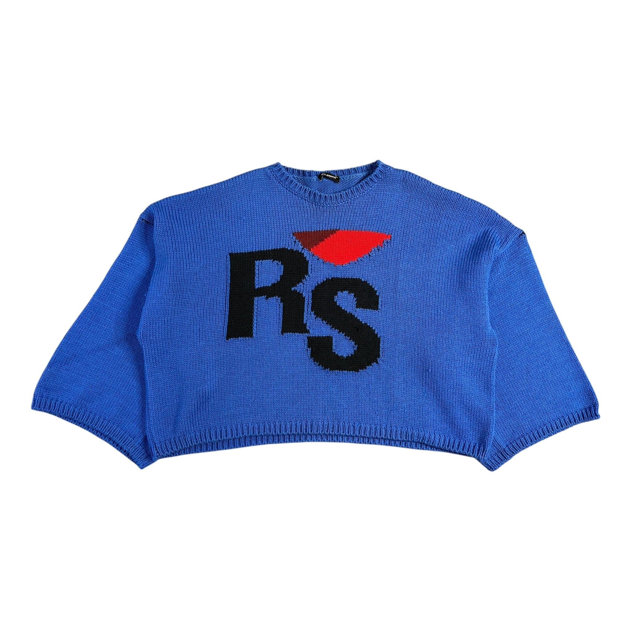 Cropped RS Logo Knit Sweater Blue Red Black