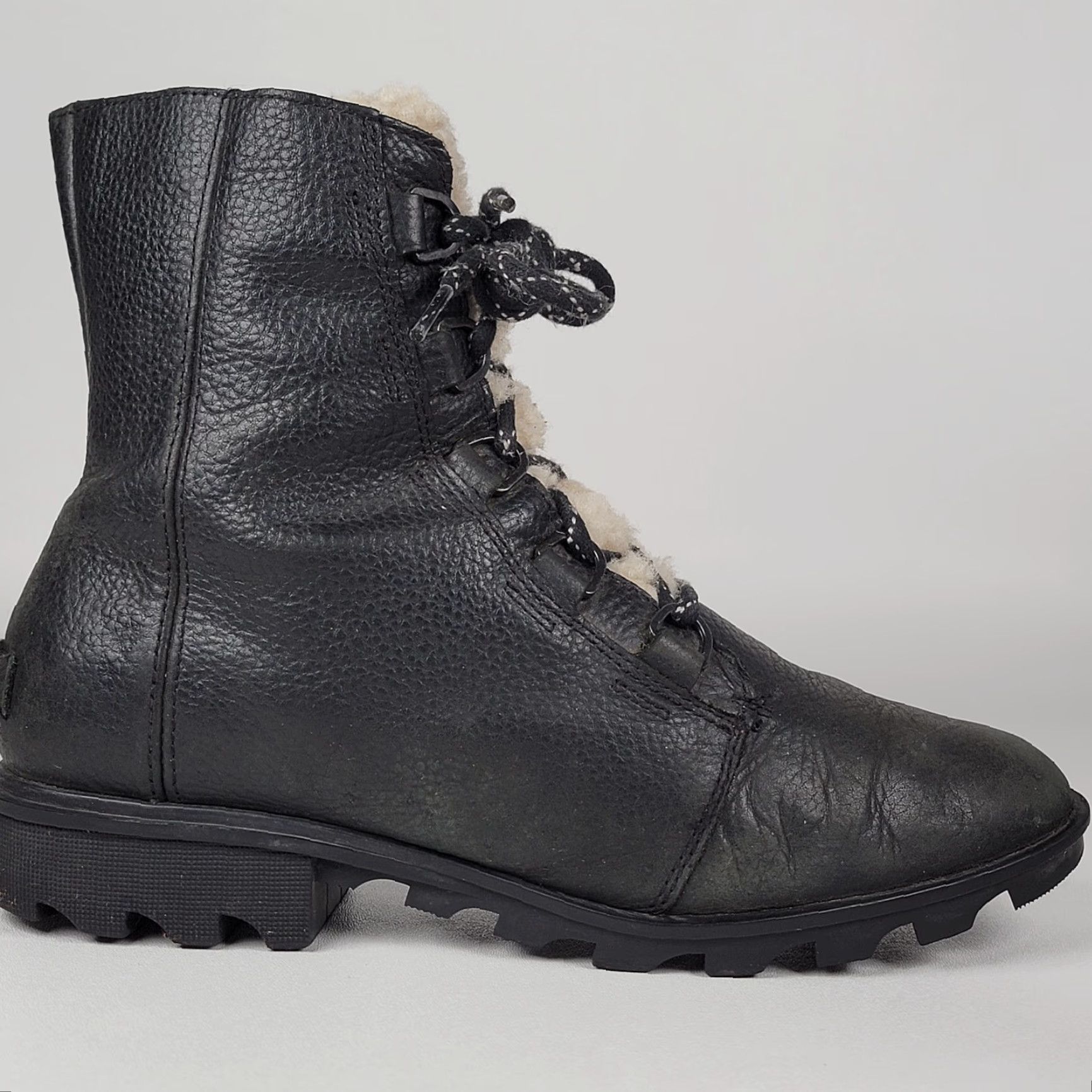SOREL Sorel Emelie Boots Woman Snow Boot Waterproof Winter Lace Up Black 12 Mid-Calf Sheepskin Lining Rubber Outsole Womens Boots Size 32" / US 10 / IT 46 - 3 Thumbnail