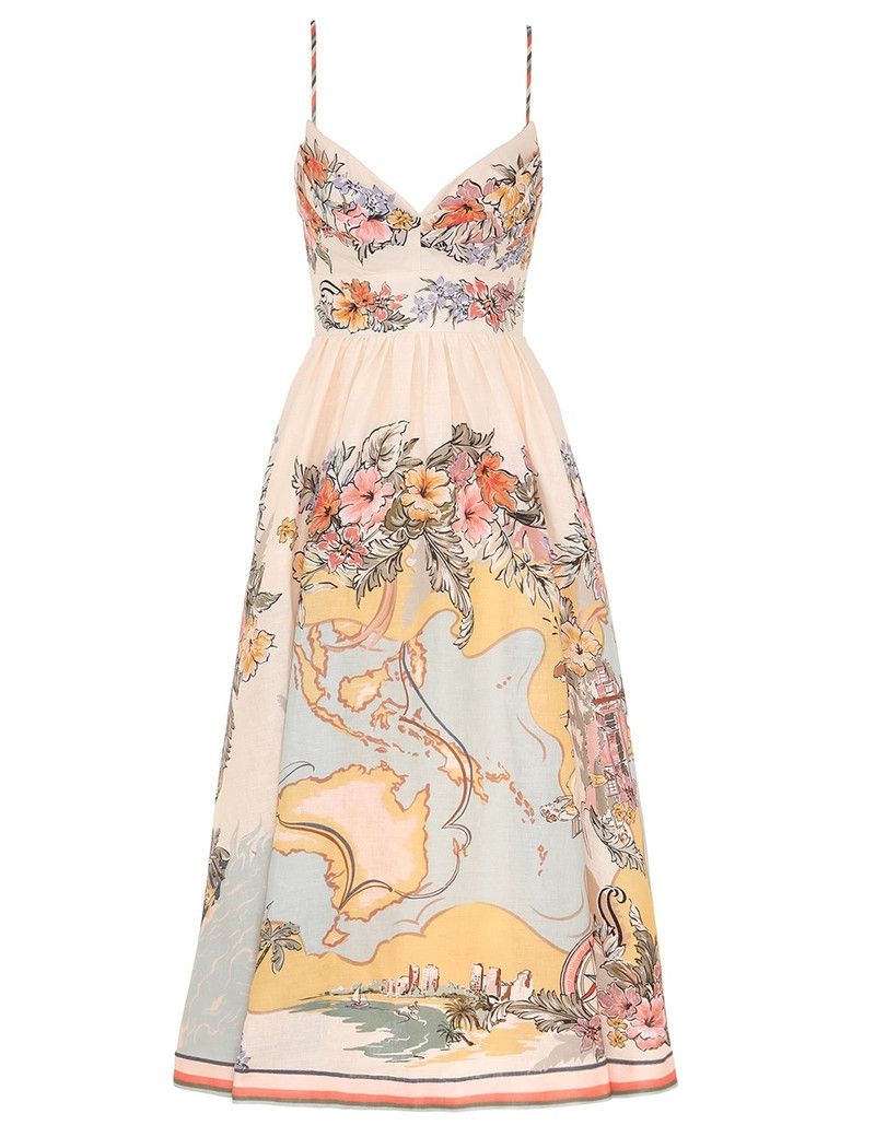 oc11z0226 Tallow Tucked Bodice Dress In Multicolor