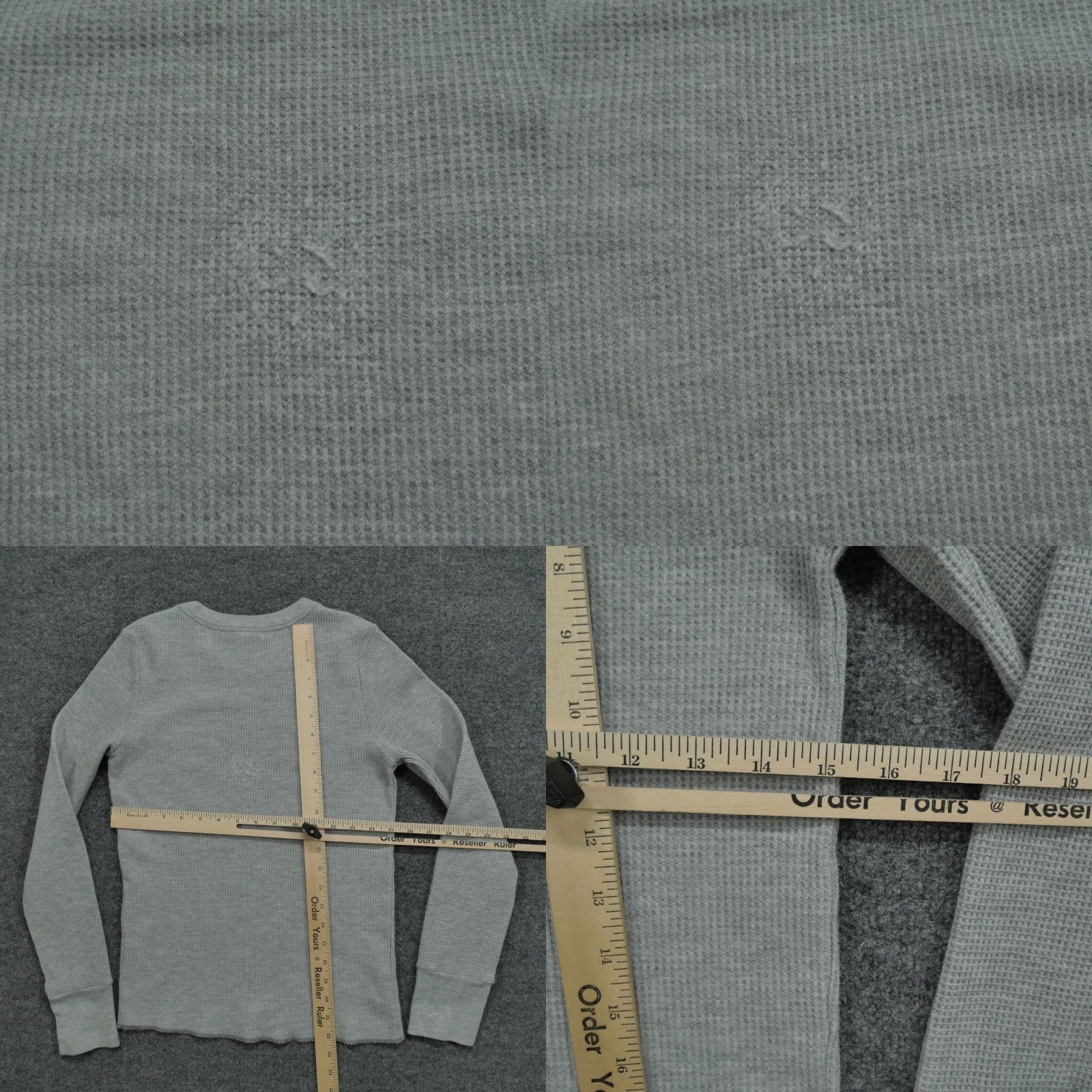 Old Navy VINTAGE Old Navy Thermal Shirt Womens M Grey Waffle Knit Studded Collar Y2K Size M / US 6-8 / IT 42-44 - 8 Thumbnail