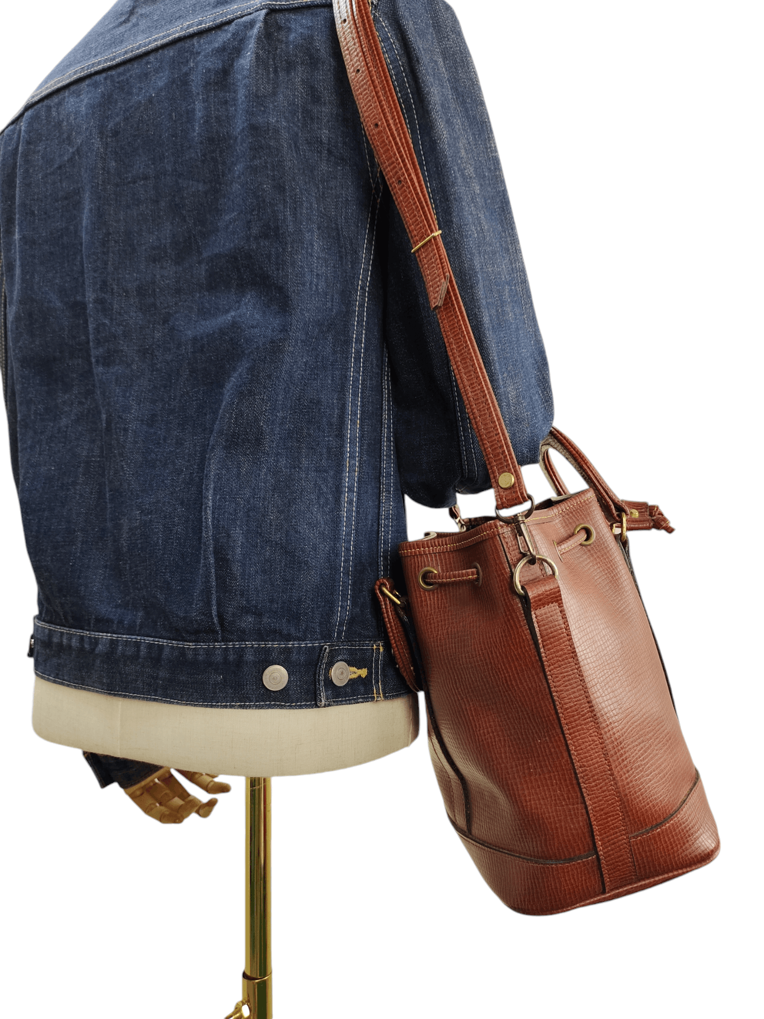 Leather Vintage Japan Luggage Patina Leather Bucket Sling Bag Size ONE SIZE - 3 Thumbnail