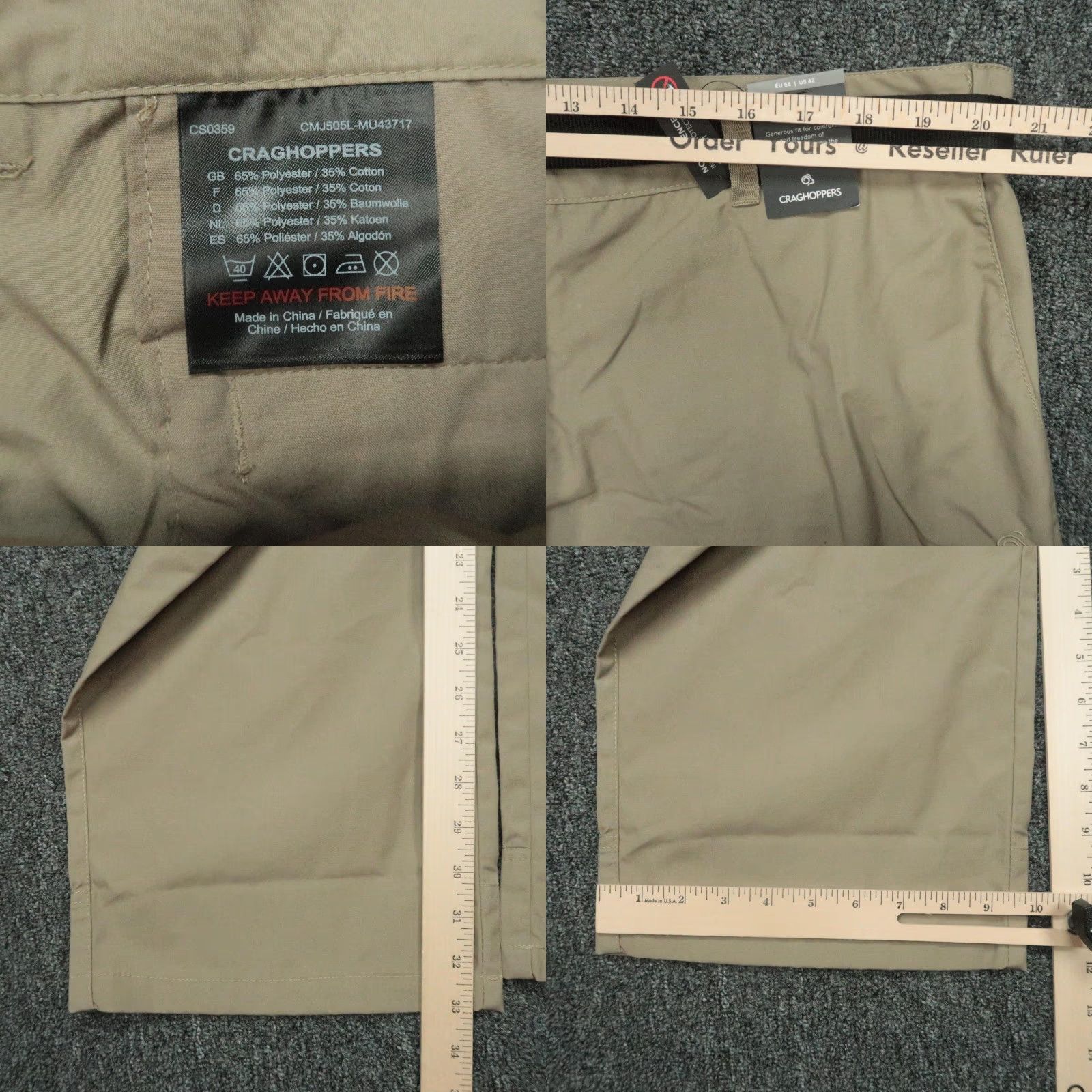 Vintage Craghoppers Pants Men Tan 42 Long Boulder Trouser Relaxed Fit Chino Hiking Outdoor NWT Size US 42 / EU 58 - 8 Thumbnail