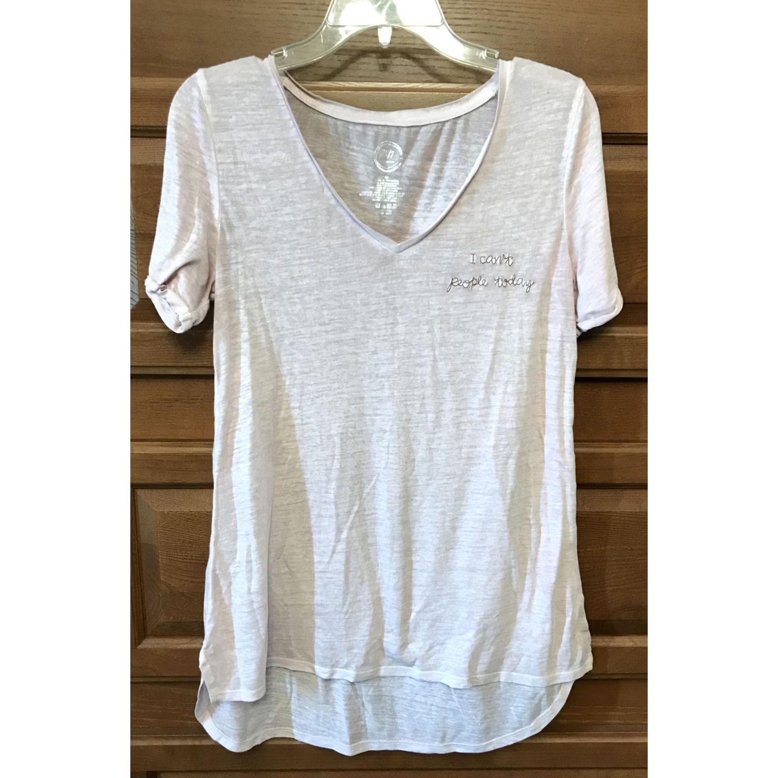 Vintage Maurices Shirt Womens V-Neck Pink I Can’t People Today 24/7 MEDIUM Short Sleeve Sheer Funny 808 Size M / US 6-8 / IT 42-44 - 2 Thumbnail