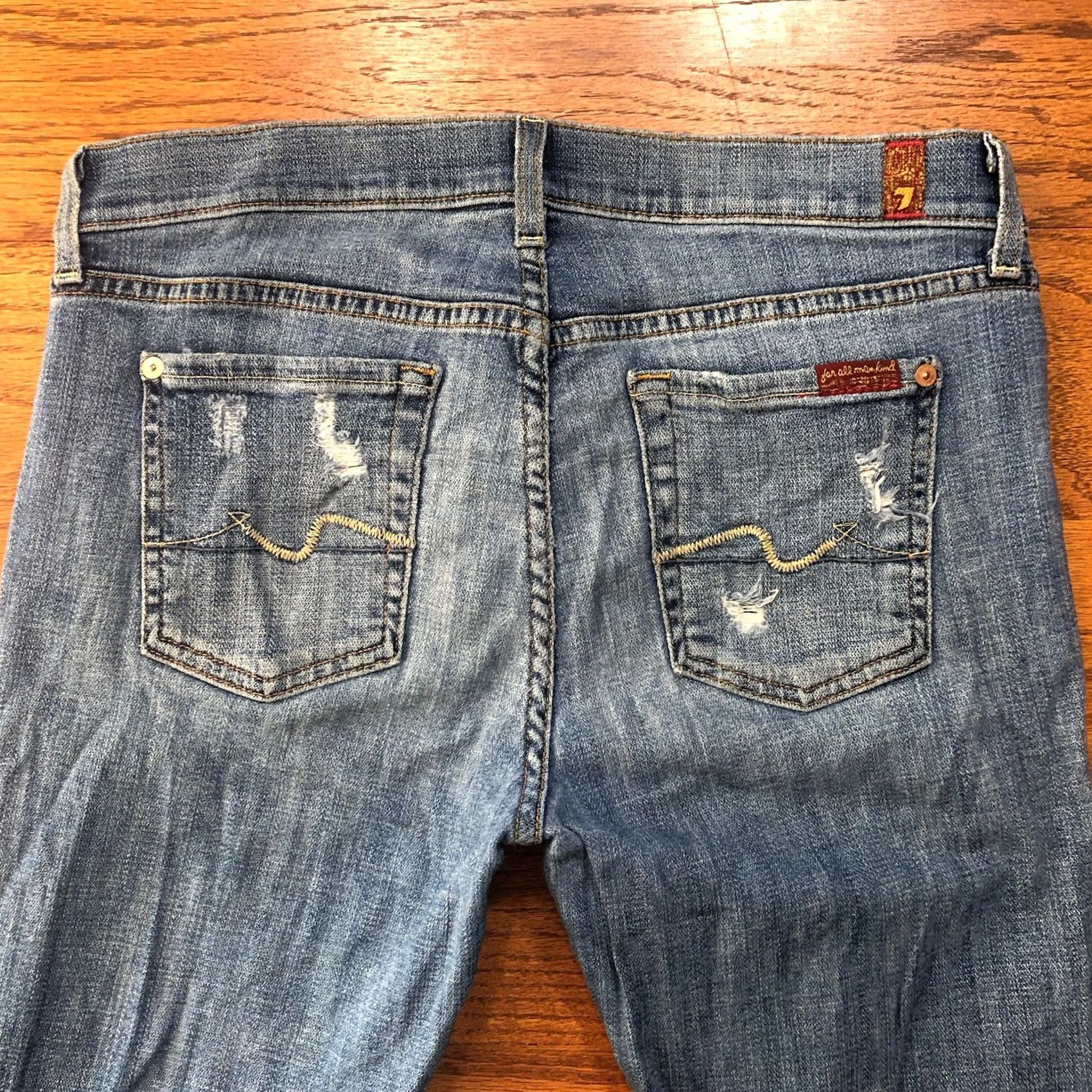 7 For All Mankind 7 For All Mankind Josefina Skinny Boyfriend Jeans Women 26 X 27 Blue Distressed Denim Size 26" / US 2 / IT 38 - 5 Thumbnail