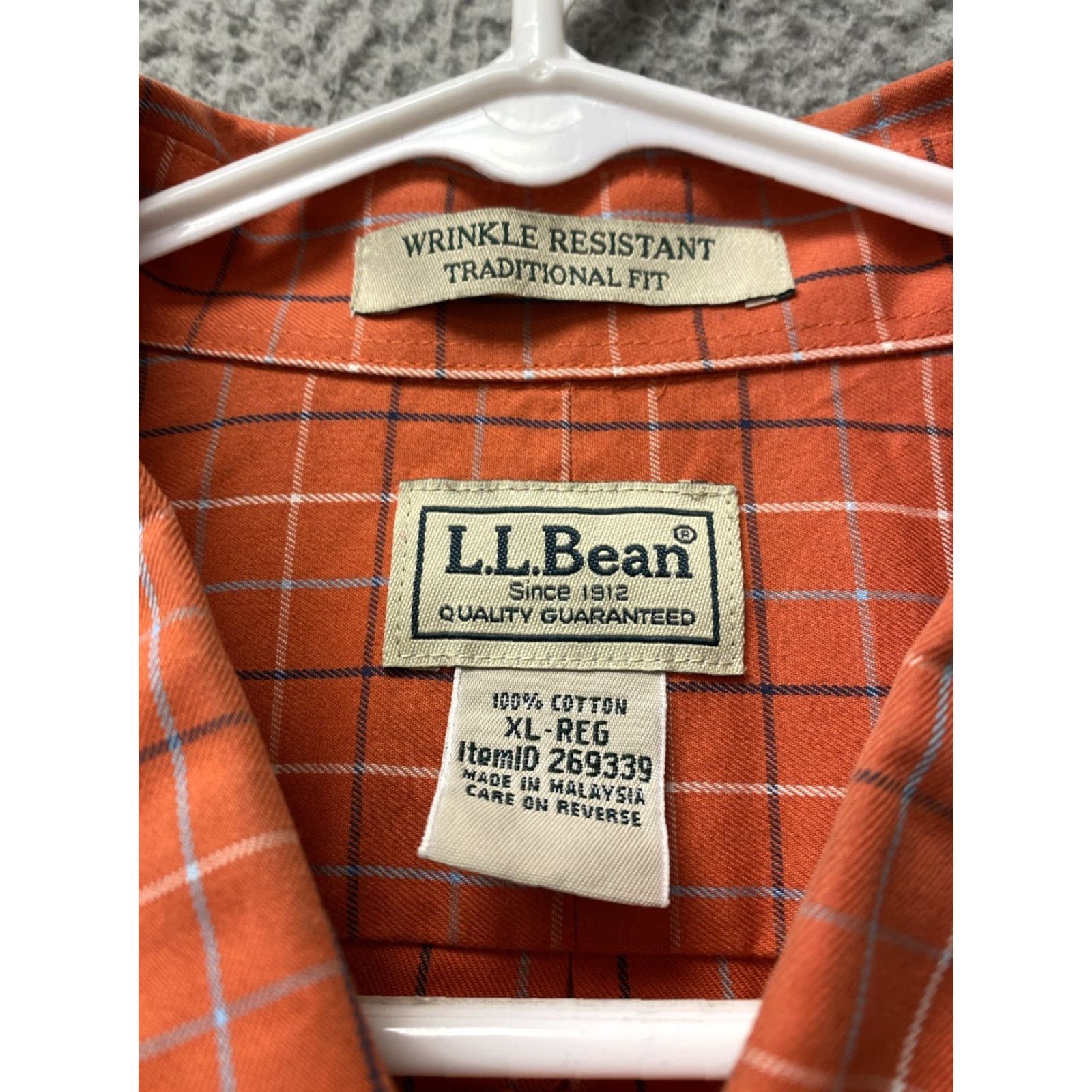 Vintage VINTAGE LL BEAN Men’s Short Sleeve Cotton Plaid Shirt XL Orange Casual Size US XL / EU 56 / 4 - 4 Thumbnail