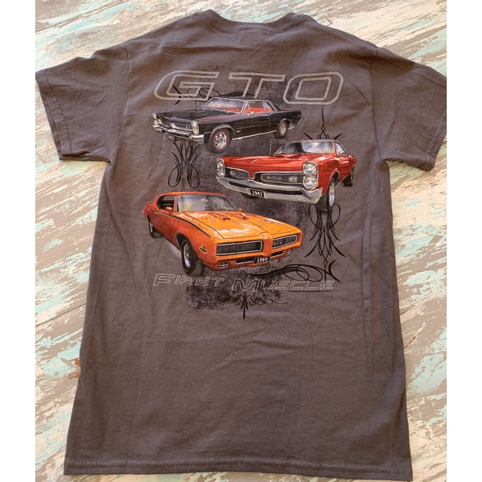Gildan VINTAGE Small GTO First Muscle Official GM Men's Gray Short Sleeve Tshirt Gildan Heavy Cotton 100% Cotton Size US S / EU 44-46 / 1 - 7 Thumbnail