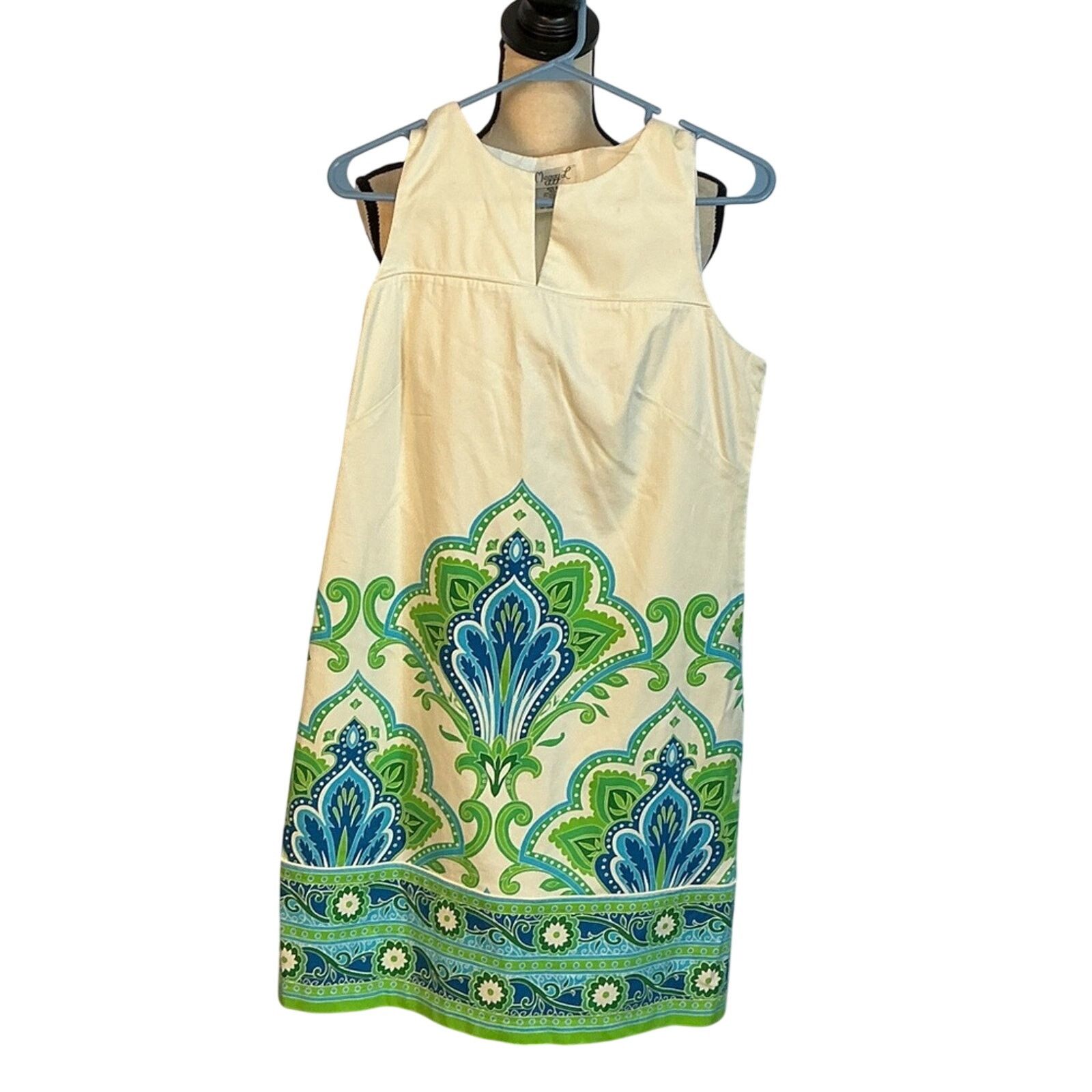 MAGGY LONDON Maggy London Blue Green Print Shift Dress Womens Size 8 Size M / US 6-8 / IT 42-44 - 1 Thumbnail