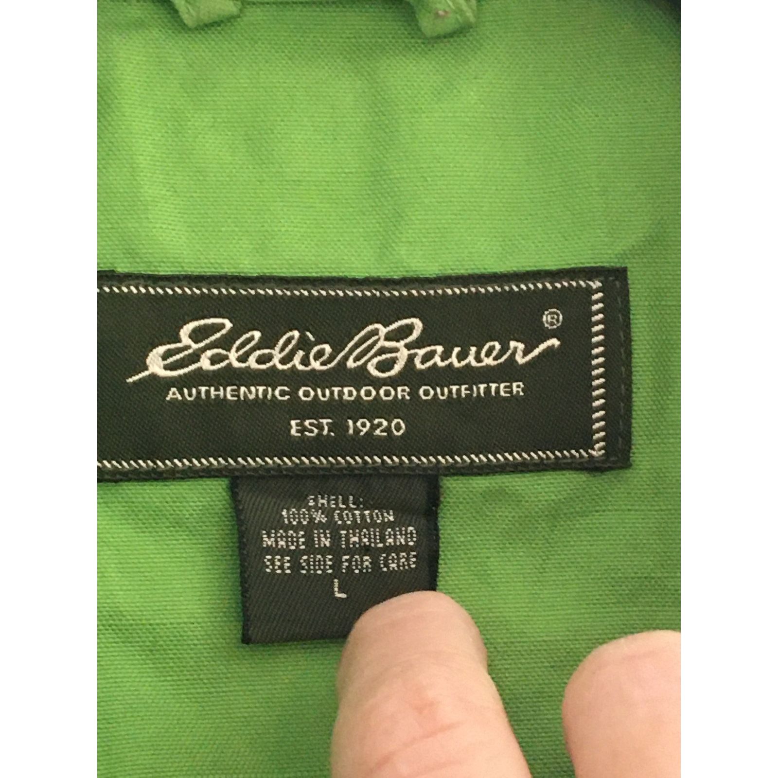 Eddie Bauer Eddie Bauer 100% Cotton Large Green Button Up Jacket Pockets Size L / US 10 / IT 46 - 2 Thumbnail