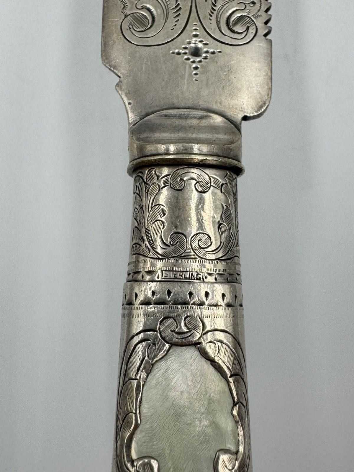 Other Victorian Mother of Pearl Fruit Cake Bread Knife Sterling Si Size ONE SIZE - 7 Thumbnail