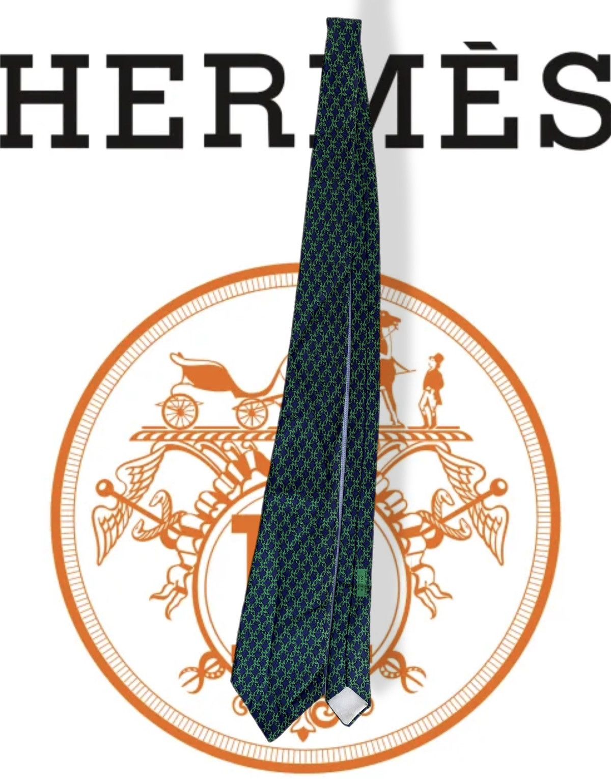 Hermes HERMES TIE FACONNEE Pattern Green JACQUARD Men's NECKTIE Size ONE SIZE - 2 Thumbnail
