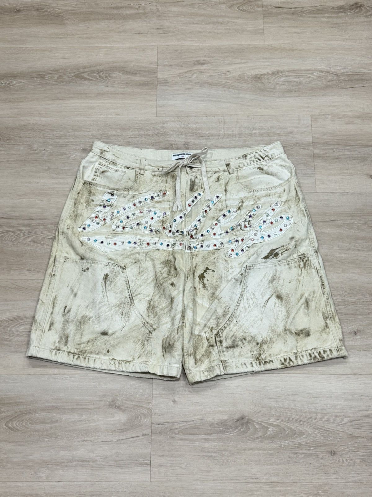 Vale Vale Reeses Rhinestone Denim Jean Shorts Size US 36 / EU 52 - 1 Thumbnail