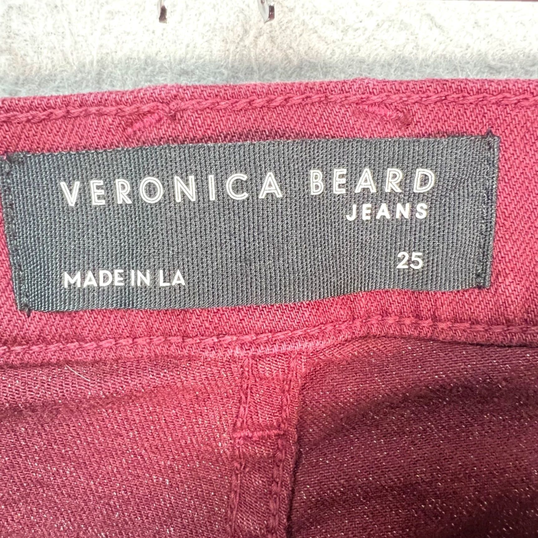 Veronica Beard VERONICA BEARD Womens 25 High Rise Beverly Skinny Flare Jeans Burgundy Red Denim 5-Pocket Slim Vintage No? Size 42" / US 20 - 3 Thumbnail