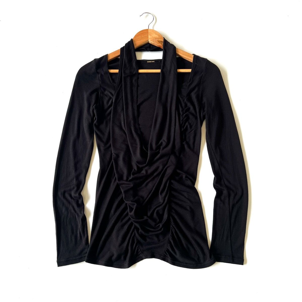 Tornado Mart Tornado Mart Black Draped Long Sleeve Top Early 2000s Size US XS / EU 42 / 0 - 1 Thumbnail