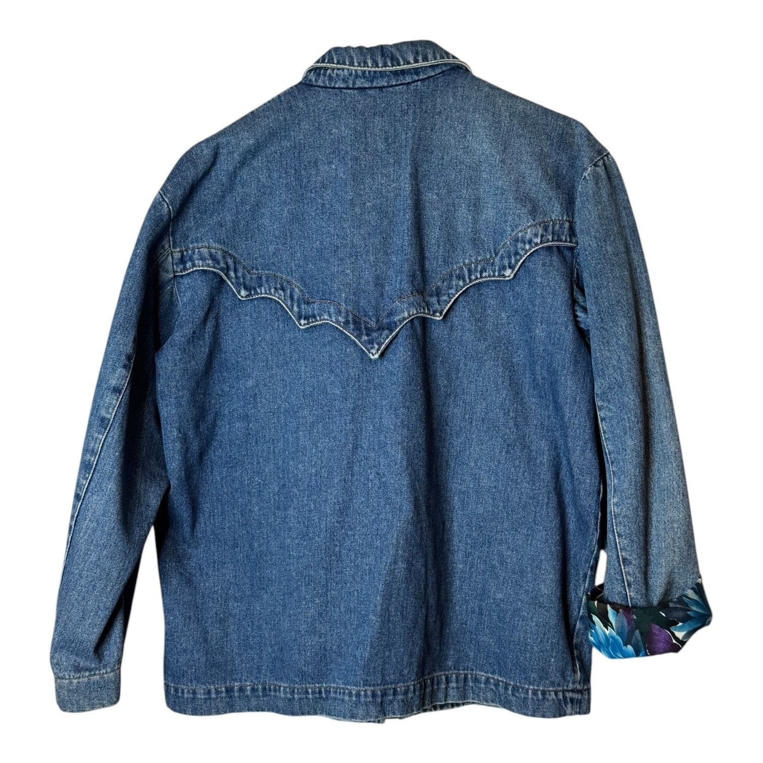 Vintage Vtg Denim Blue Jacket Blue Purple floral lining zip closing Size M / US 6-8 / IT 42-44 - 5 Thumbnail