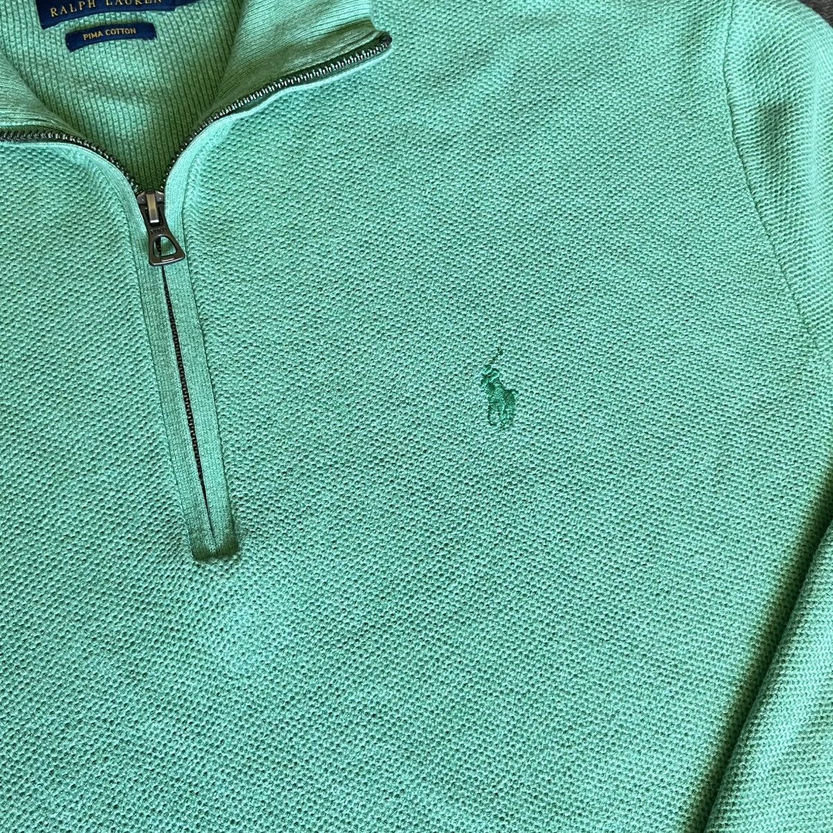 Polo Ralph Lauren Polo Ralph Lauren Pima Cotton 1/4 Quarter Zip Green Sweater Size US L / EU 52-54 / 3 - 4 Thumbnail