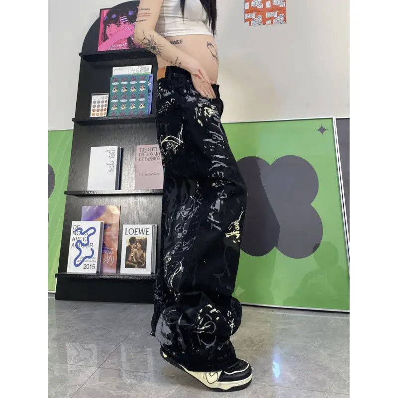 Japanese Brand × Jean Retro loose graffiti high street jeans Size US 32 / EU 48 - 3 Thumbnail