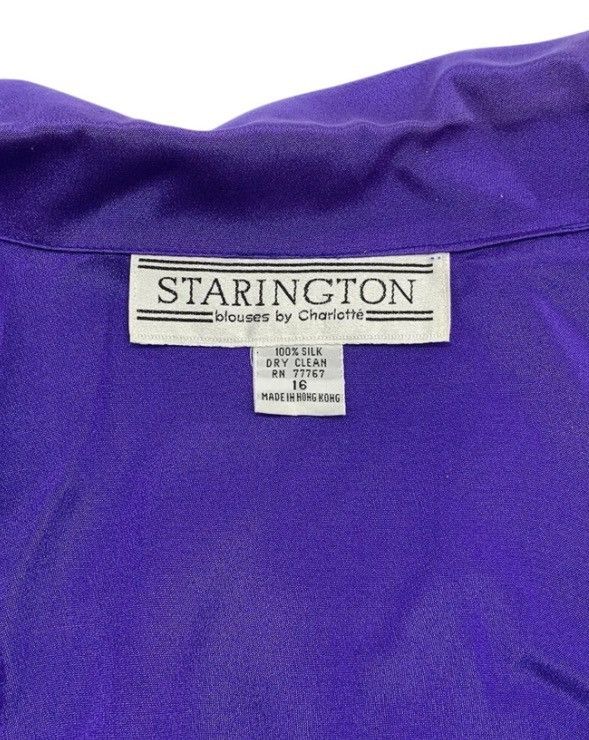 Other Vintage Starington 100% Silk Purple Blouse Womens Size 16 Size XXL / US 16-18 / IT 52-54 - 7 Thumbnail
