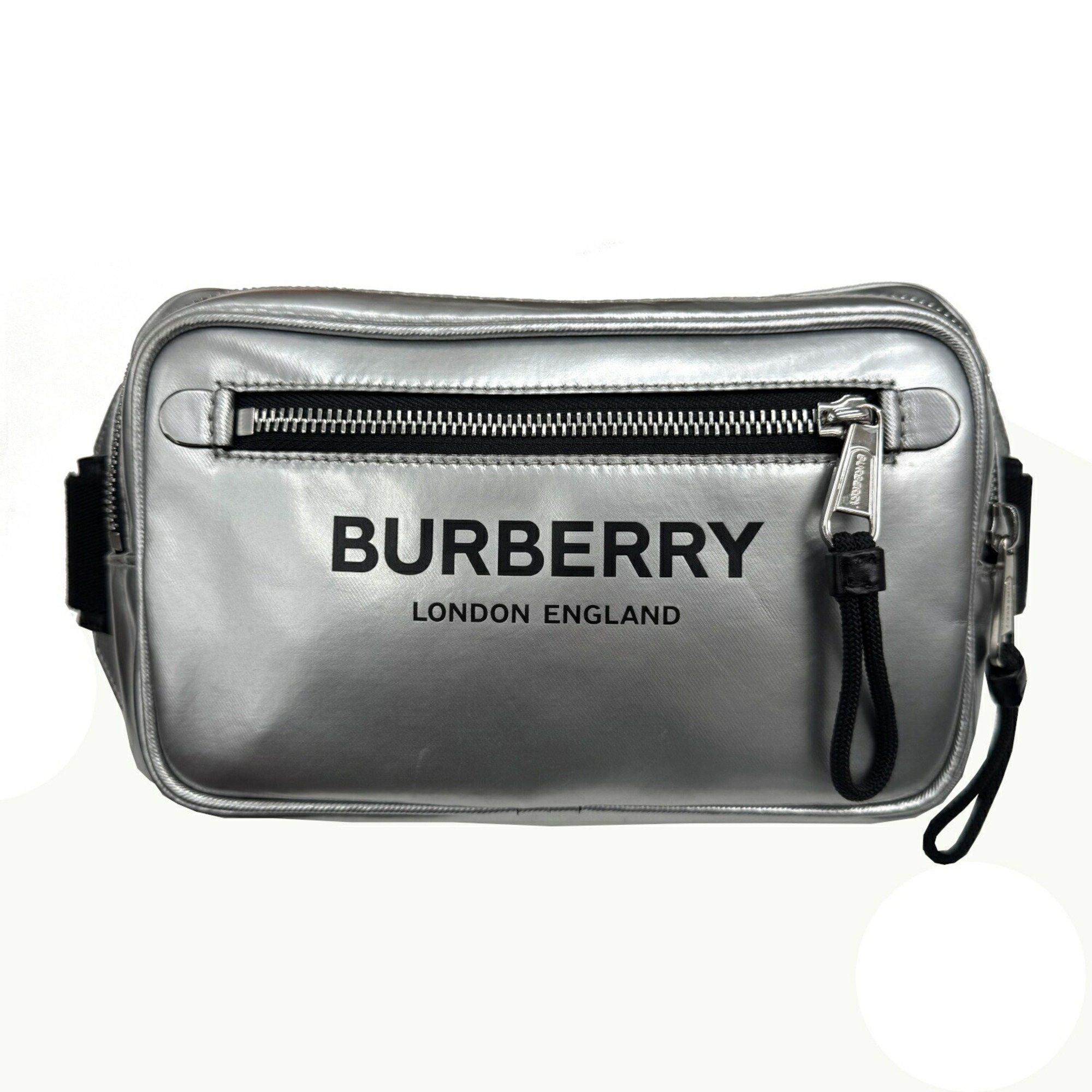 Burberry Burberry Body Bag Waist Shoulder Metallic Silver Leather Men Women Size ONE SIZE - 1 Thumbnail