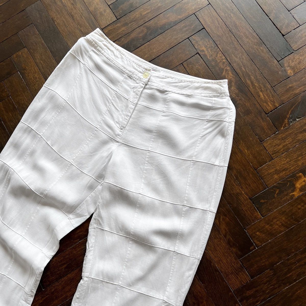 Armani × Vintage Armani Jeans Womens Vintage 90s White Viscose Linen Pants Size 27" / US 4 / IT 40 - 5 Thumbnail