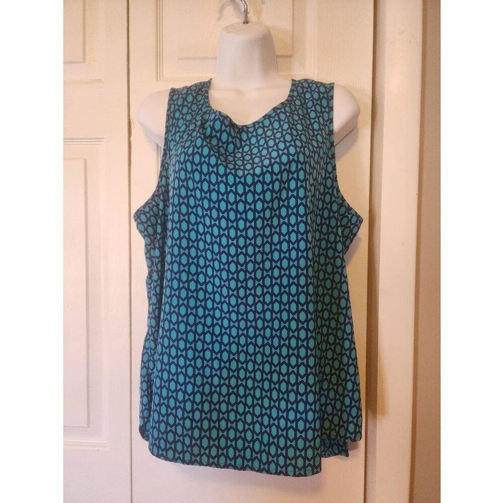 Chicos Chico's Teal and Navy Blouse Size XL / US 12-14 / IT 48-50 - 1 Thumbnail