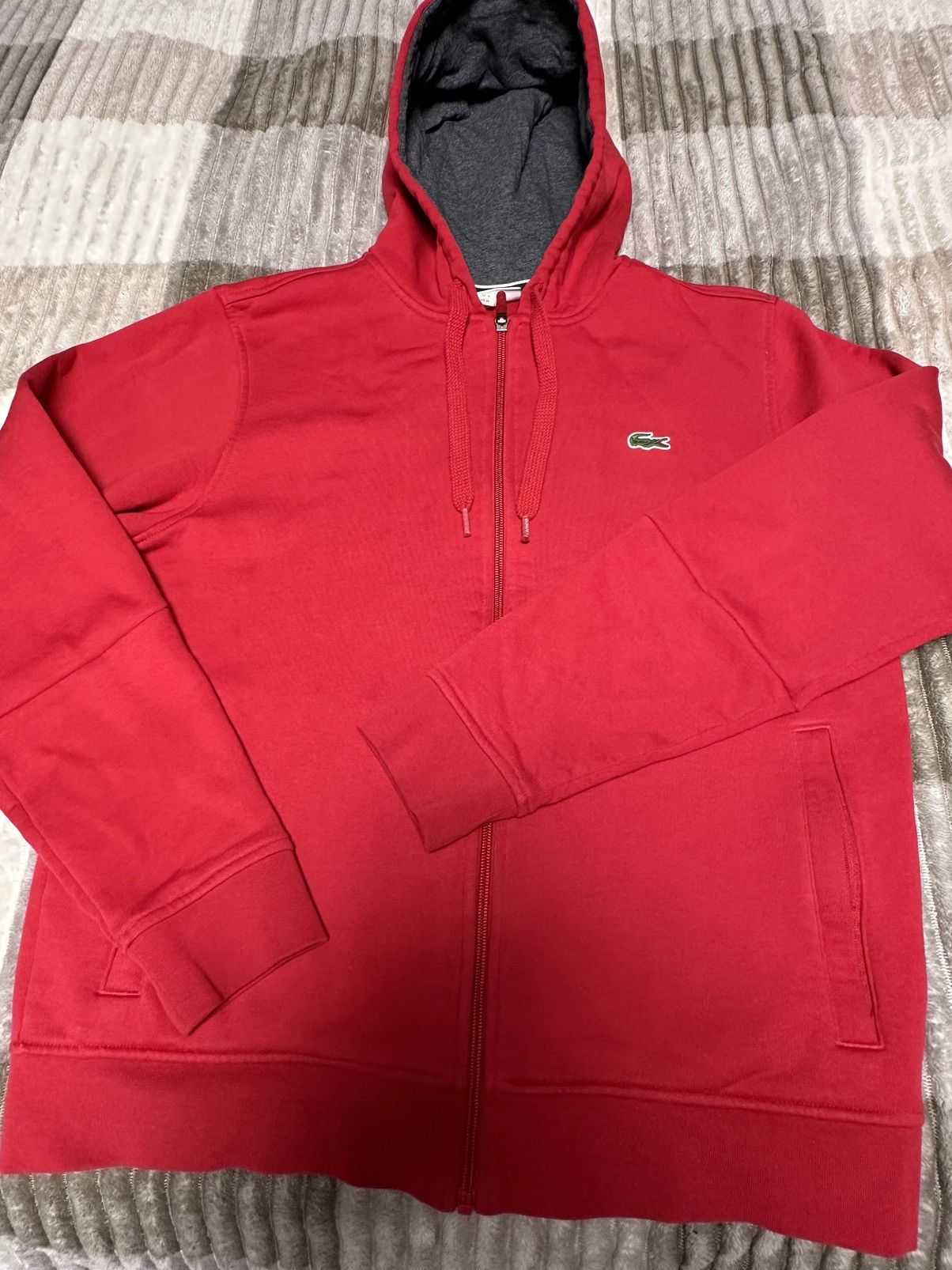 Lacoste × Vintage Vintage Lacoste zip Hoodie size M red logo Size US M / EU 48-50 / 2 - 4 Thumbnail