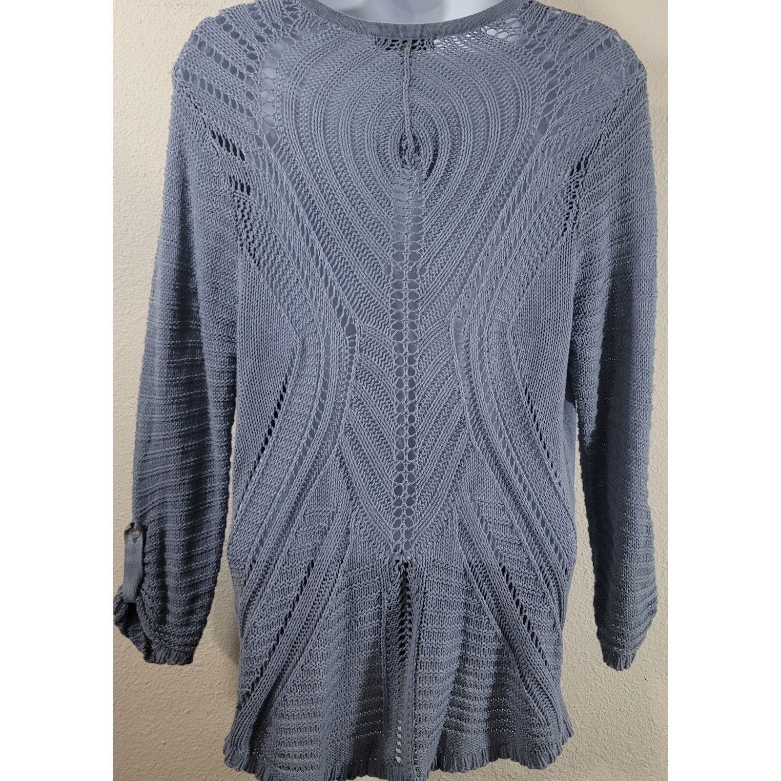 Other Democracy Blue 4 Button Henley Open Knit Back Panel Top M Size M / US 6-8 / IT 42-44 - 2 Thumbnail