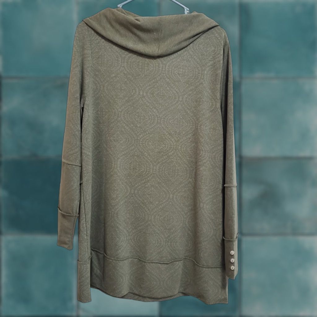 Soft Surroundings Soft Surroundings Tunic Shirt Women L Green Cowl Neck Long Sleeve Pullover Top Bohemian Lagenlook Coastal Oversized Size L / US 10 / IT 46 - 1 Thumbnail