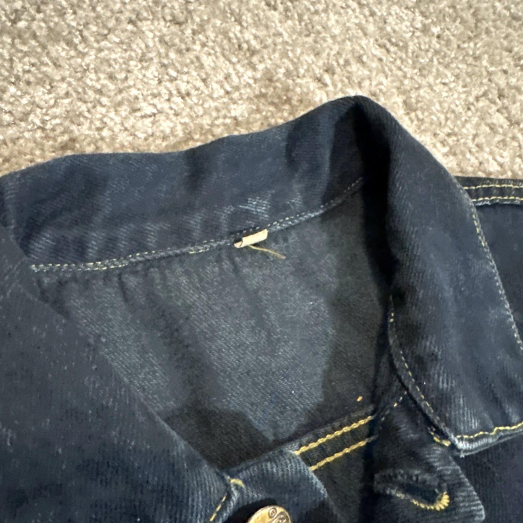 Denime VINTAGE 90s Dark Wash Denim Roche Jean Button Front Vest Large Women Size 36" / US 14 / IT 50 - 7 Thumbnail