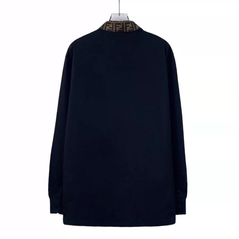 Fendi Black Long Sleeve Shirt with Logo Collar Size US M / EU 48-50 / 2 - 2 Thumbnail