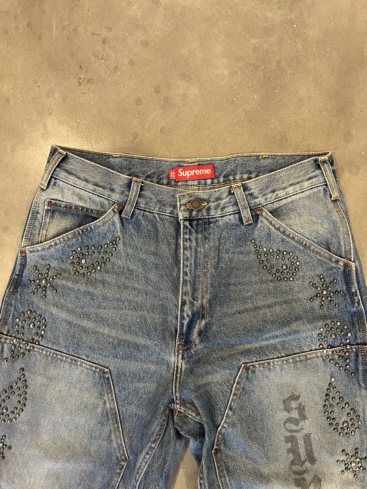 Supreme Paisley Studded Double Knee Painter Pant Washed Blue