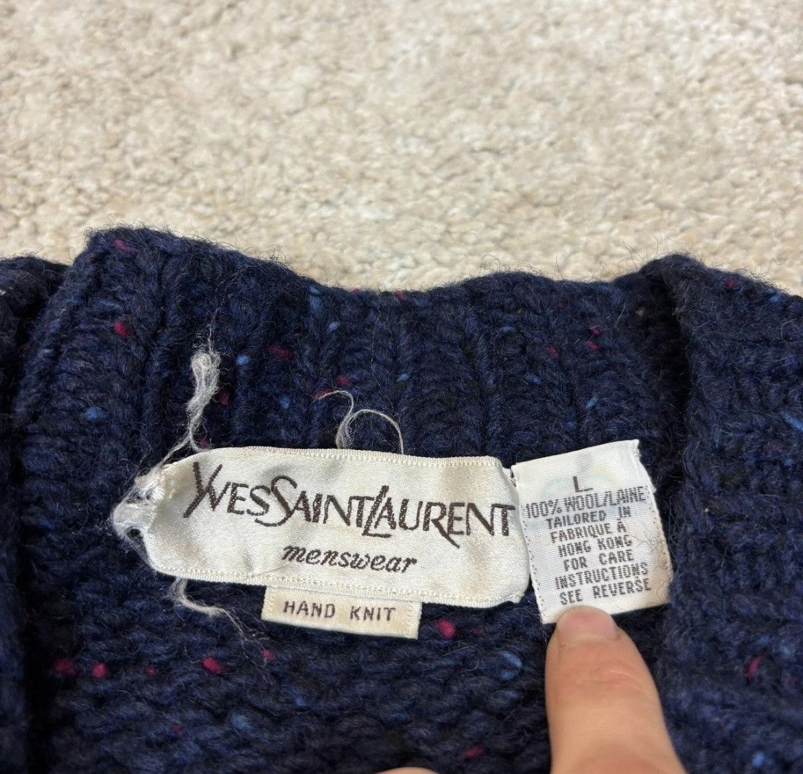 Yves Saint Laurent Vintage Yves Saint Laurent Hand Knit Argyle Sweater Size US L / EU 52-54 / 3 - 2 Thumbnail