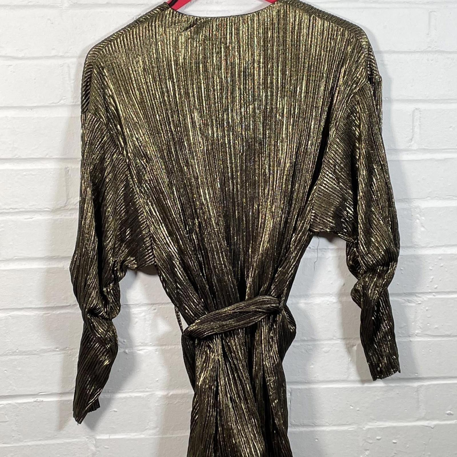 Zara Zara Women's Gold and Green Blous Size XS / US 0-2 / IT 36-38 - 4 Thumbnail