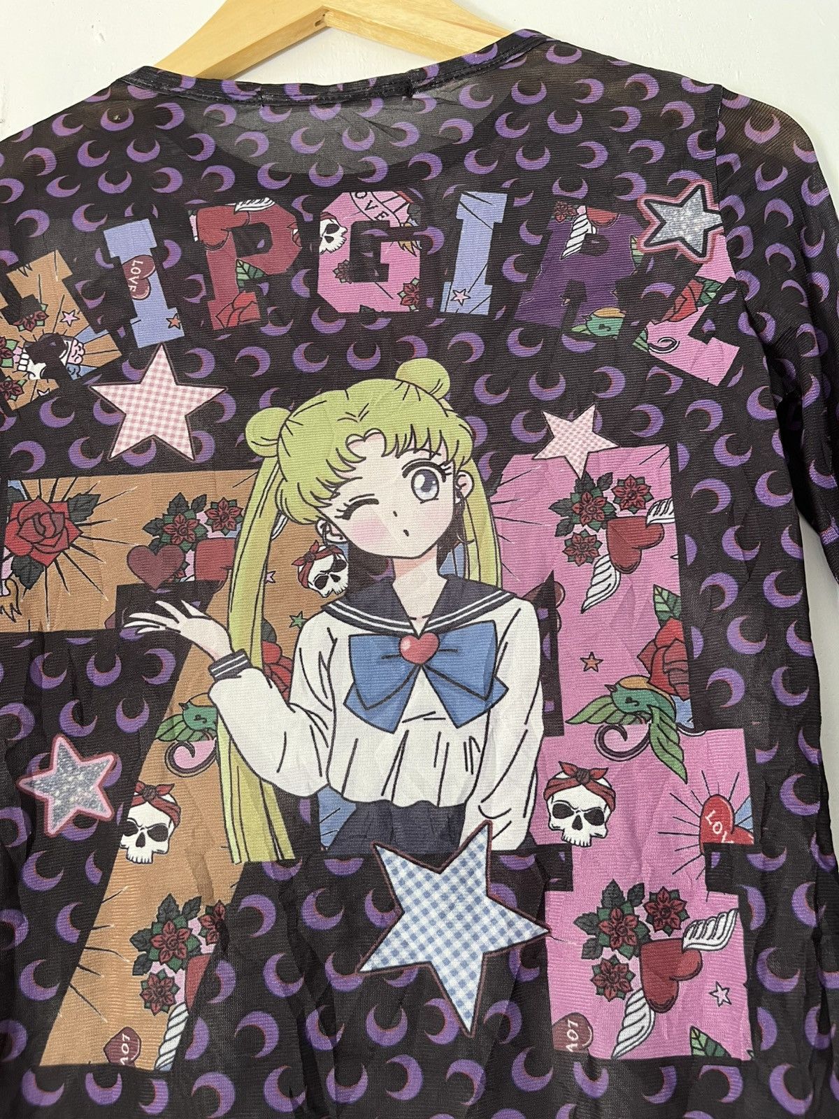 Anime Japanese sailor moon print mesh top aop longsleeve tshirt Size M / US 6-8 / IT 42-44 - 5 Thumbnail
