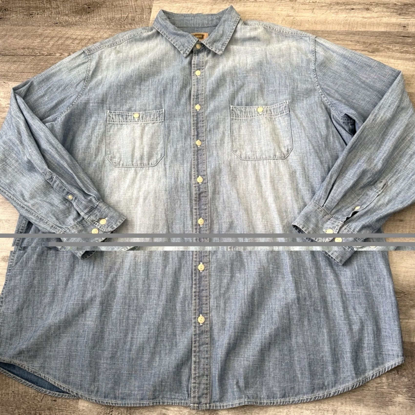 Vintage The Foundry Shirt Mens 3XLT Blue 100% Cotton Chambray Pockets Button-Up Casual Classic Outdoor Designer Size US XXL / EU 58 / 5 - 7 Thumbnail