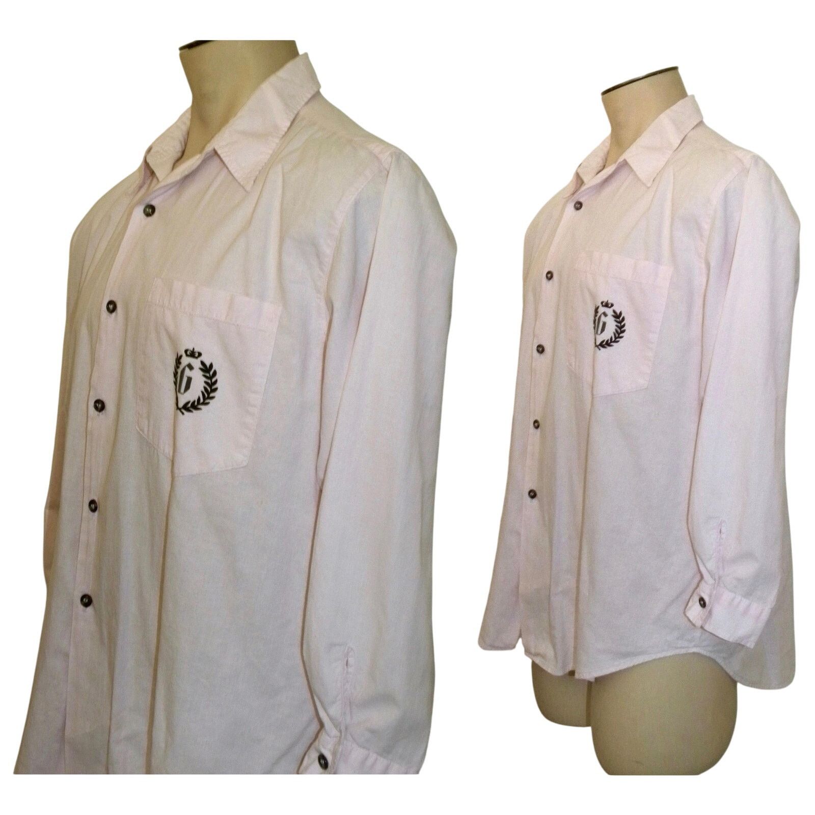 Vintage 80s Pink Boxy Cut Shirt with "G" monogram | Garron S/M Size US S / EU 44-46 / 1 - 10 Thumbnail
