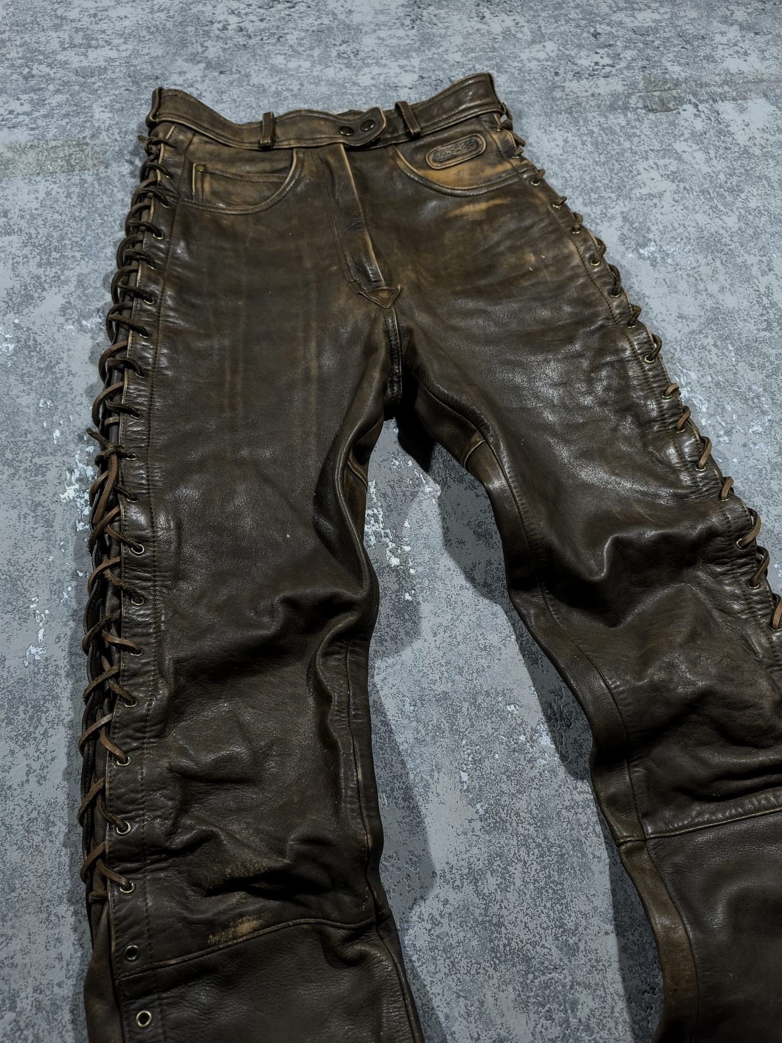 Japanese Brand Vtg Kmrii Type String Faded Distressed Western Leather Pants Size US 28 / EU 44 - 2 Thumbnail