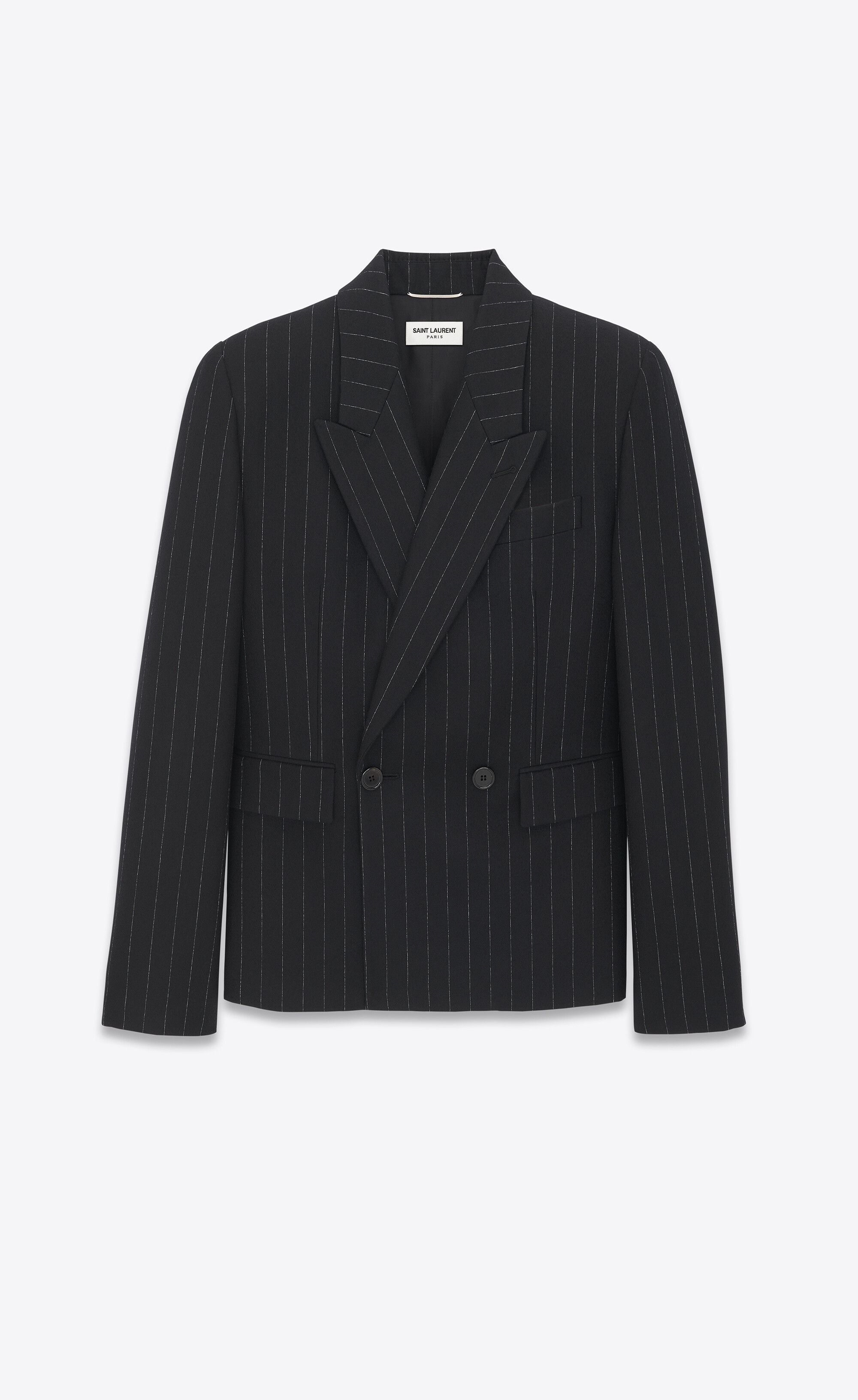 o1s1wg110624 Oversized Jacket in Striped Wool Felt in Noir