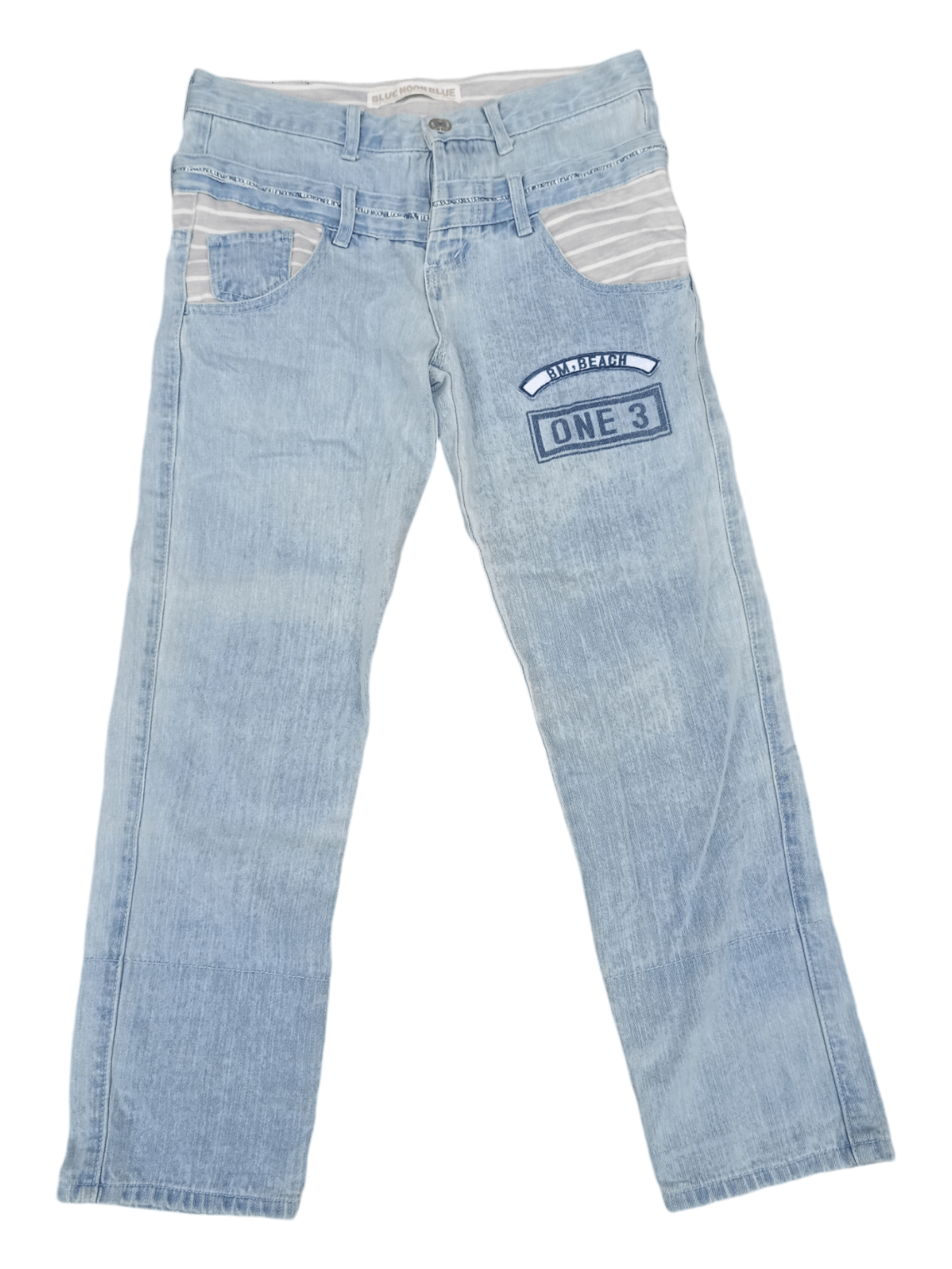 Japanese Brand Blue Moon Blue Big Blowout Patched Japanese Jeans Size US 30 / EU 46 - 2 Thumbnail