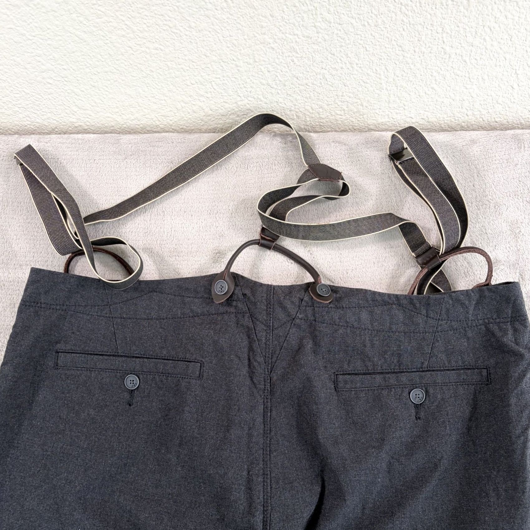 John Varvatos John Varvatos USA Pants Suspender Charcoal Heather Men 38x28 Wide Leg NWT Dress Pants Flat Front Button Zip Regular Size US 38 / EU 54 - 4 Thumbnail